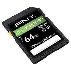 PNY EliteX-PRO90 Class 10 U3 V90 UHS-II SDXC Flash Memory Card, 64GB