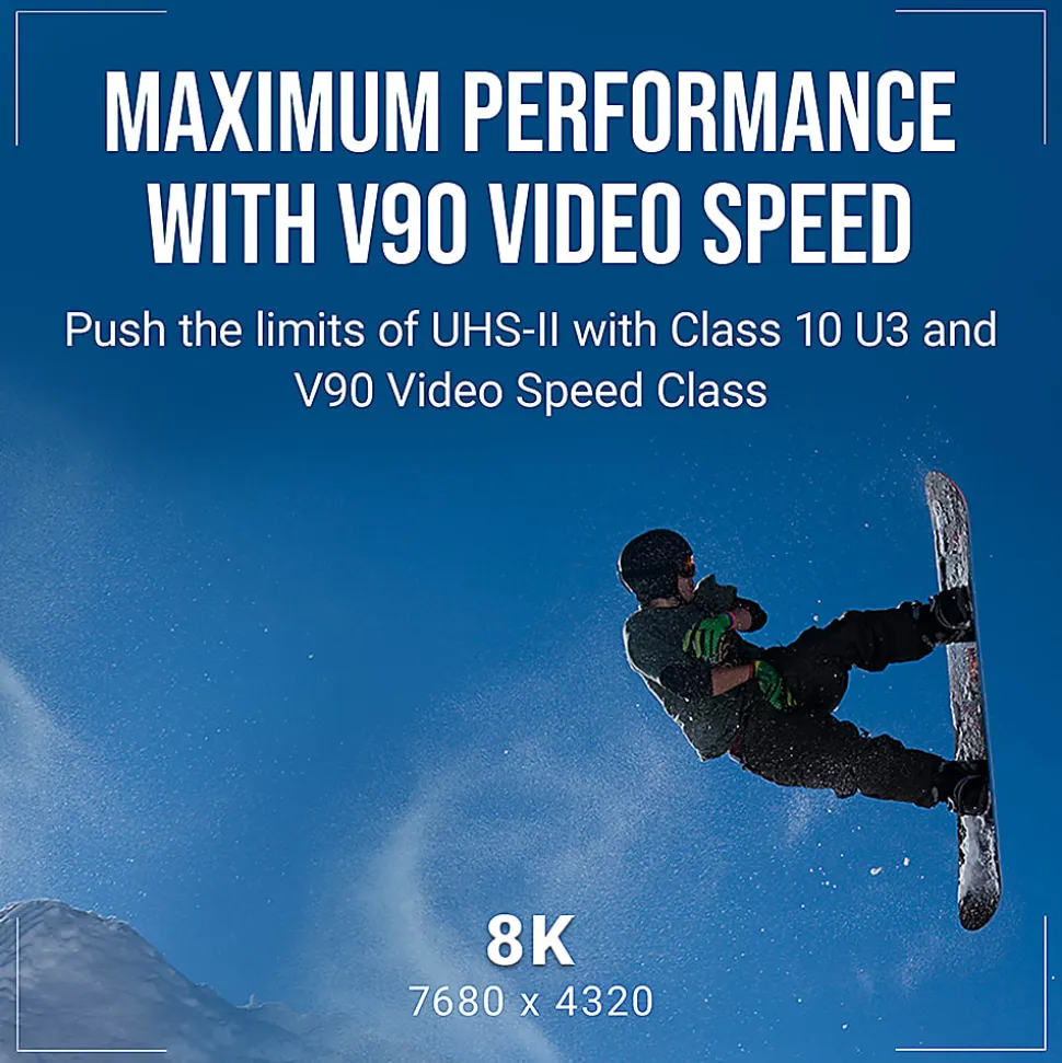 PNY EliteX-PRO90 Class 10 U3 V90 UHS-II SDXC Flash Memory Card, 64GB