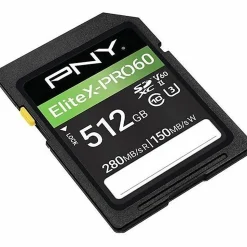 PNY EliteX-PRO60 Class 10 U3 V60 UHS-II SDXC Flash Memory Card, 512GB, P-SD512V60280EXP6-GE
