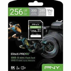 PNY EliteX-PRO90 Class 10 U3 V90 UHS-II SDXC Flash Memory Card, 256GB