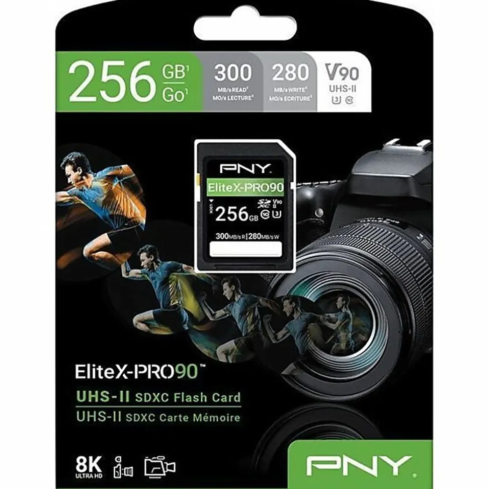 PNY EliteX-PRO90 Class 10 U3 V90 UHS-II SDXC Flash Memory Card, 256GB