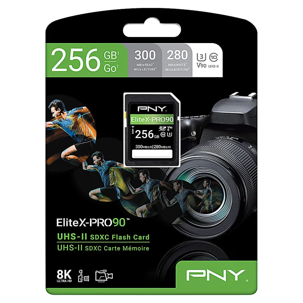 PNY EliteX-PRO90 Class 10 U3 V90 UHS-II SDXC Flash Memory Card, 256GB