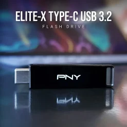PNY Elite-X Type-C USB 3.2 Gen 1 Flash Drive, 128GB, Black