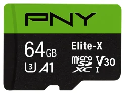 PNY 64GB Elite-X Class 10 U3 V30 microSDXC Flash Memory Card