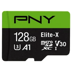 PNY 128GB Elite-X Class 10 U3 V30 microSDXC Flash Memory Card,- Class 10, U3, V30, UHS-I
