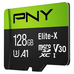 PNY 128GB Elite-X Class 10 U3 V30 microSDXC Flash Memory Card,- Class 10, U3, V30, UHS-I