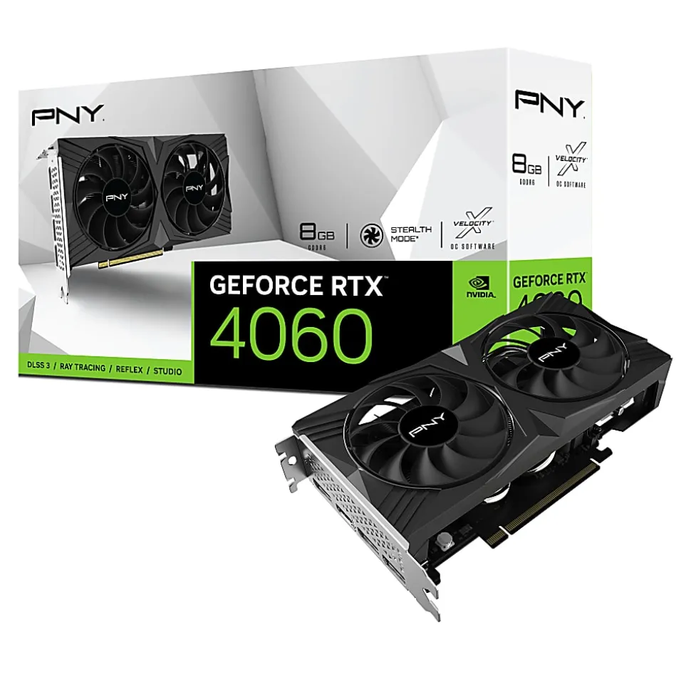 PNY GeForce RTX™ 4060 8GB GDDR6 PCI Express VERTO Dual-Fan Graphics Card DLSS 3