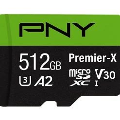 PNY Premier-X Class 10 U3 V30 100 Mbps microSDXC Flash Memory Card, 512GB