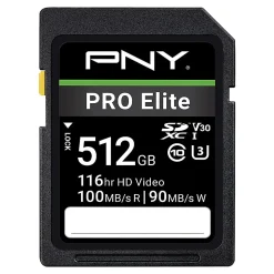 PNY PRO Elite Class 10 U3 V30 SD Flash Memory Card, 512GB