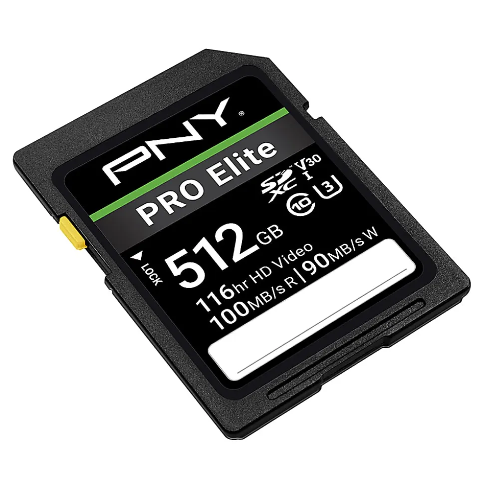 PNY PRO Elite Class 10 U3 V30 SD Flash Memory Card, 512GB
