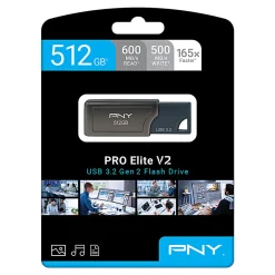 PNY PRO Elite V2 USB 3.2 Gen 2 Flash Drive, 512GB, Black