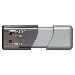 PNY® Turbo Attaché 3 USB 3.2 Flash Drive, 512GB, Silver