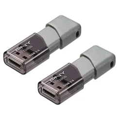 PNY Turbo Attaché 3 USB 3.0 Flash Drives, 128GB, Silver, Pack Of 2 Drives