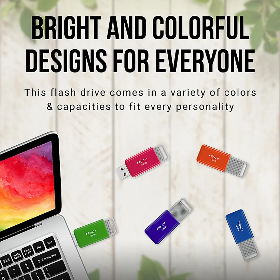 PNY USB 2.0 Flash Drive, 64GB, Assorted