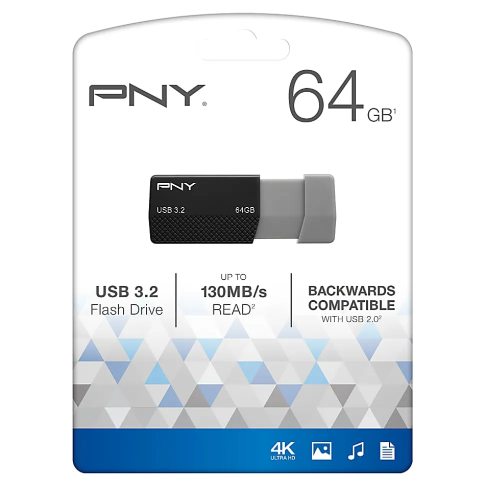 PNY USB 3.2 Flash Drive, 64GB, Black