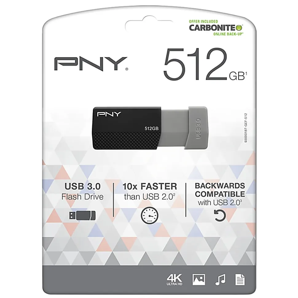 PNY USB 3.0 Flash Drive, 512GB, Black