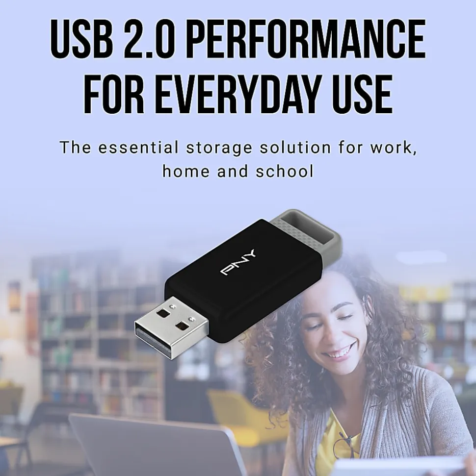 PNY USB 2.0 Flash Drive, 32GB, Black