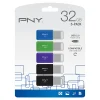 PNY USB 2.0 Flash Drives, 32GB, Assorted Colors, Pack Of 5 Flash Drives