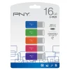 PNY USB 2.0 Flash Drives, 16GB, Assorted Colors, Pack Of 5 Flash Drives