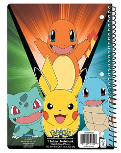 Pokemon Single Subject Wide Ruled Notebook, 70 Sheets