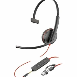 Poly Blackwire 3215 Monaural USB-C Headset + 3.5mm Plug + USB-C/A Adapter (Bulk) - Microsoft Teams Certification - 8X227A6