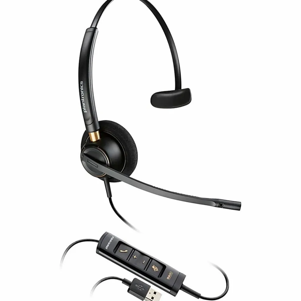 Poly EncorePro 515 Monoaural With USB-A Headset, Mono, Over-The-Head, On-Ear, Monaural, Supra-aural, Black, 783R0AA