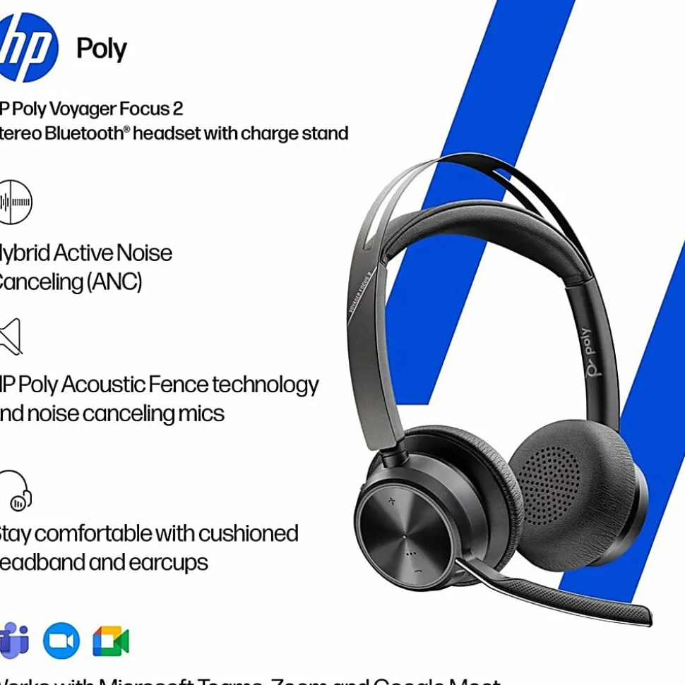 Poly Voyager Focus 2 Headset - Microsoft Teams Certification - Google Assistant, Siri - Stereo - USB Type C - 9T9J6AAAC3