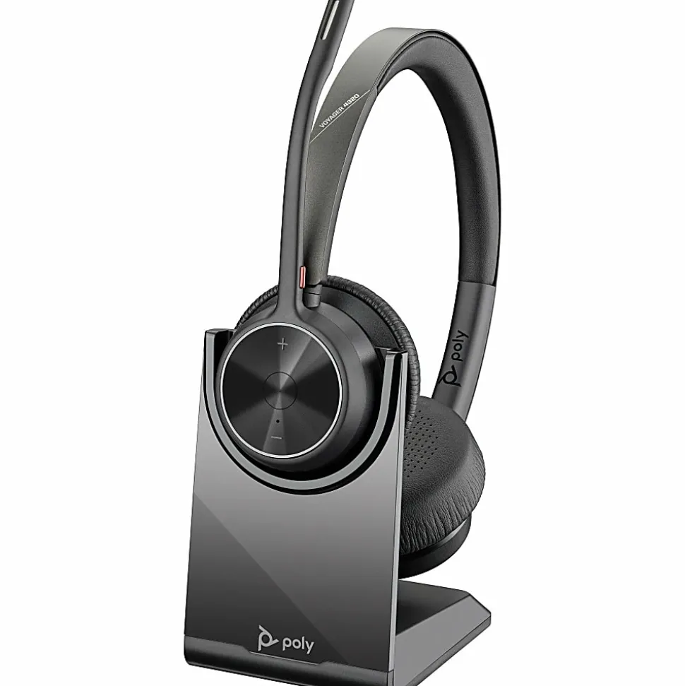 Poly Voyager 4320 UC Stereo USB-A Headset + BT700 USB-A Adapter + Charging Stand - Siri, Google Assistant - 77Y99AA