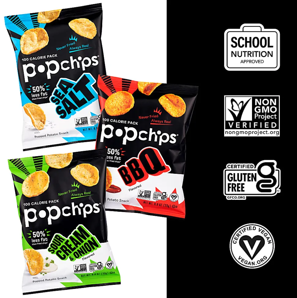 Popchips Variety Pack, 0.8 Oz, Pack Of 30 Bags