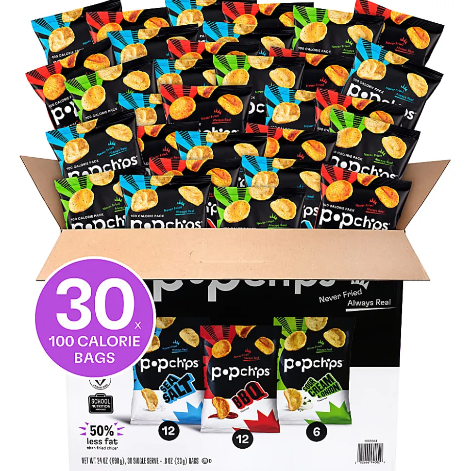 Popchips Variety Pack, 0.8 Oz, Pack Of 30 Bags