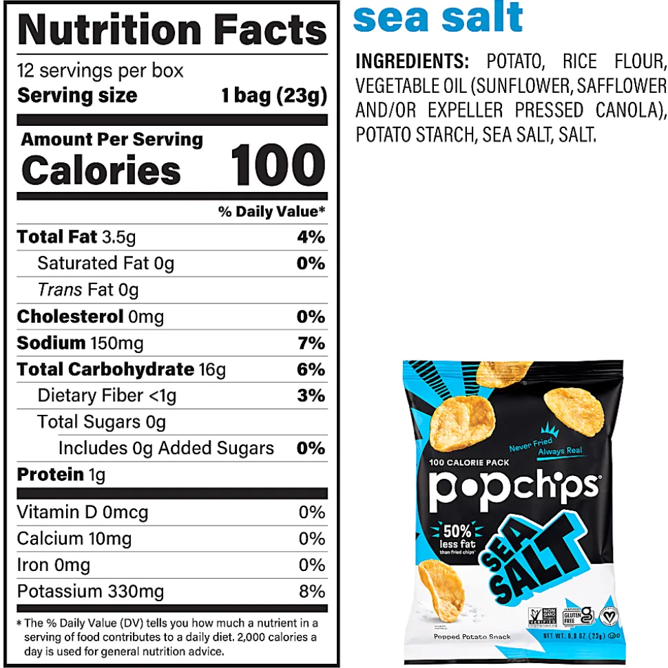 Popchips Variety Pack, 0.8 Oz, Pack Of 30 Bags