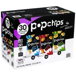 Popchips Variety Pack, 0.8 Oz, Pack Of 30 Bags