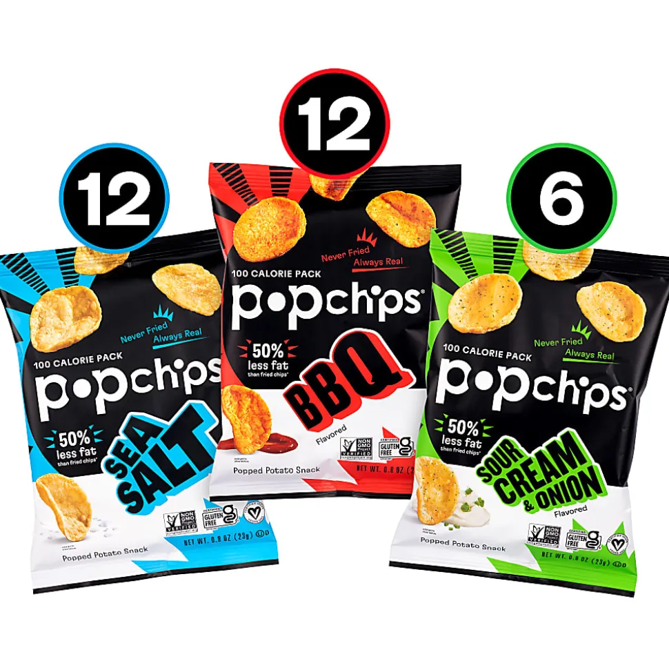 Popchips Variety Pack, 0.8 Oz, Pack Of 30 Bags