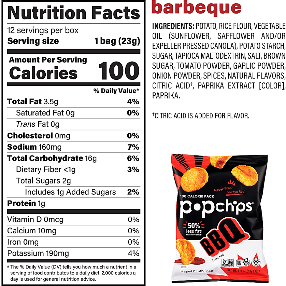 Popchips Variety Pack, 0.8 Oz, Pack Of 30 Bags