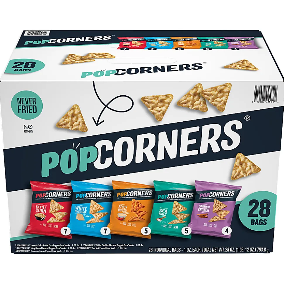 PopCorners 4-Flavor Popped Corn Chips Snacks Variety Pack, Box Of 28 Bags