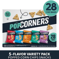 PopCorners 4-Flavor Popped Corn Chips Snacks Variety Pack, Box Of 28 Bags