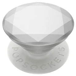 PopSockets Phone Stand, 1.5"H x 1.5"W x 0.25"D, Metallic Diamond Silver