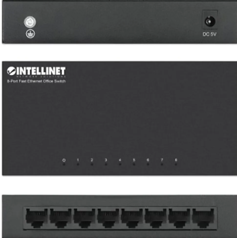 8-Port Fast Ethernet Office Switch, Desktop Size, Metal, IEEE 802.3az (Energy Efficient Ethernet), Box, 523318