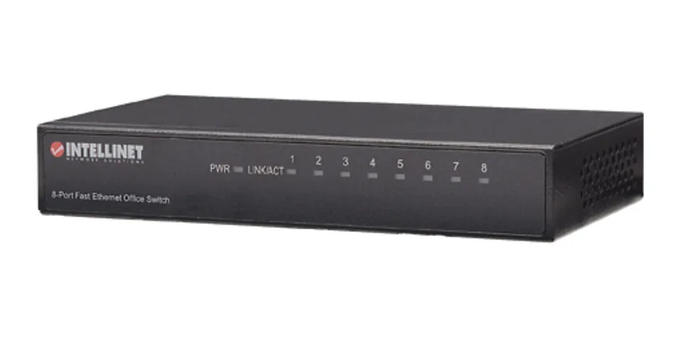 8-Port Fast Ethernet Office Switch, Desktop Size, Metal, IEEE 802.3az (Energy Efficient Ethernet), Box, 523318