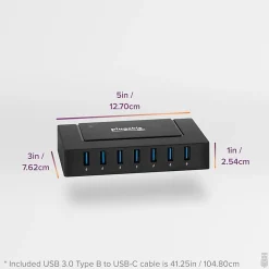 7 Port USB Charging Hub for Laptops with USB-C or USB 3.0 - Plugable USB Charging Station  - USBCHUB7BC