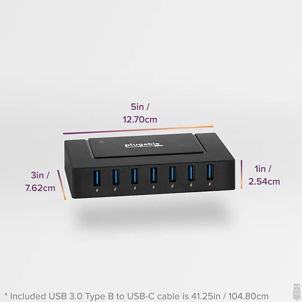 7 Port USB Charging Hub for Laptops with USB-C or USB 3.0 - Plugable USB Charging Station - USBCHUB7BC
