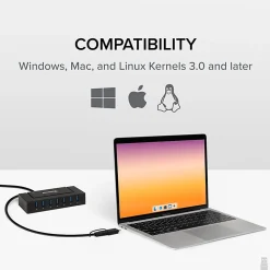 7 Port USB Charging Hub for Laptops with USB-C or USB 3.0 - Plugable USB Charging Station - USBCHUB7BC