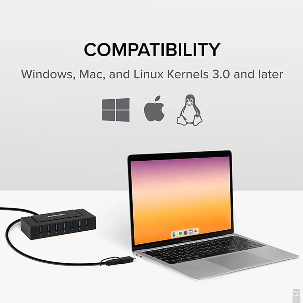 7 Port USB Charging Hub for Laptops with USB-C or USB 3.0 - Plugable USB Charging Station - USBCHUB7BC