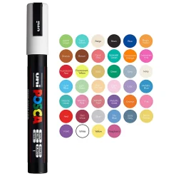 POSCA PC 5M Soft Colors Water Based Paint Markers, Reversible Medium Tip (1.8 2.5mm), Assorted Colors, 8 count