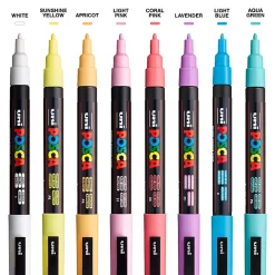 POSCA PC 3M Water Based Paint Markers, Reversible Fine Tip (0.9 1.3mm), Soft Colors, 8ct