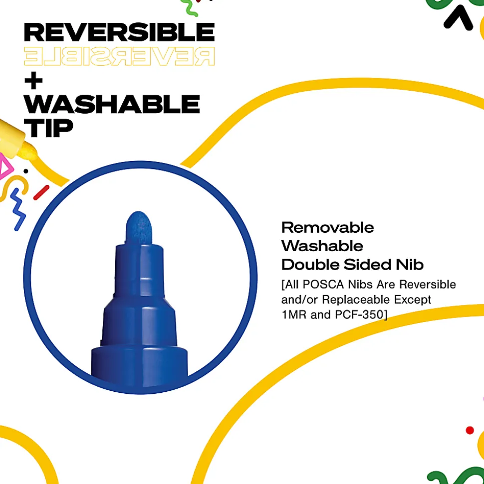 POSCA PC 3M Water Based Paint Markers, Reversible Fine Tip (0.9 1.3mm), Soft Colors, 8ct