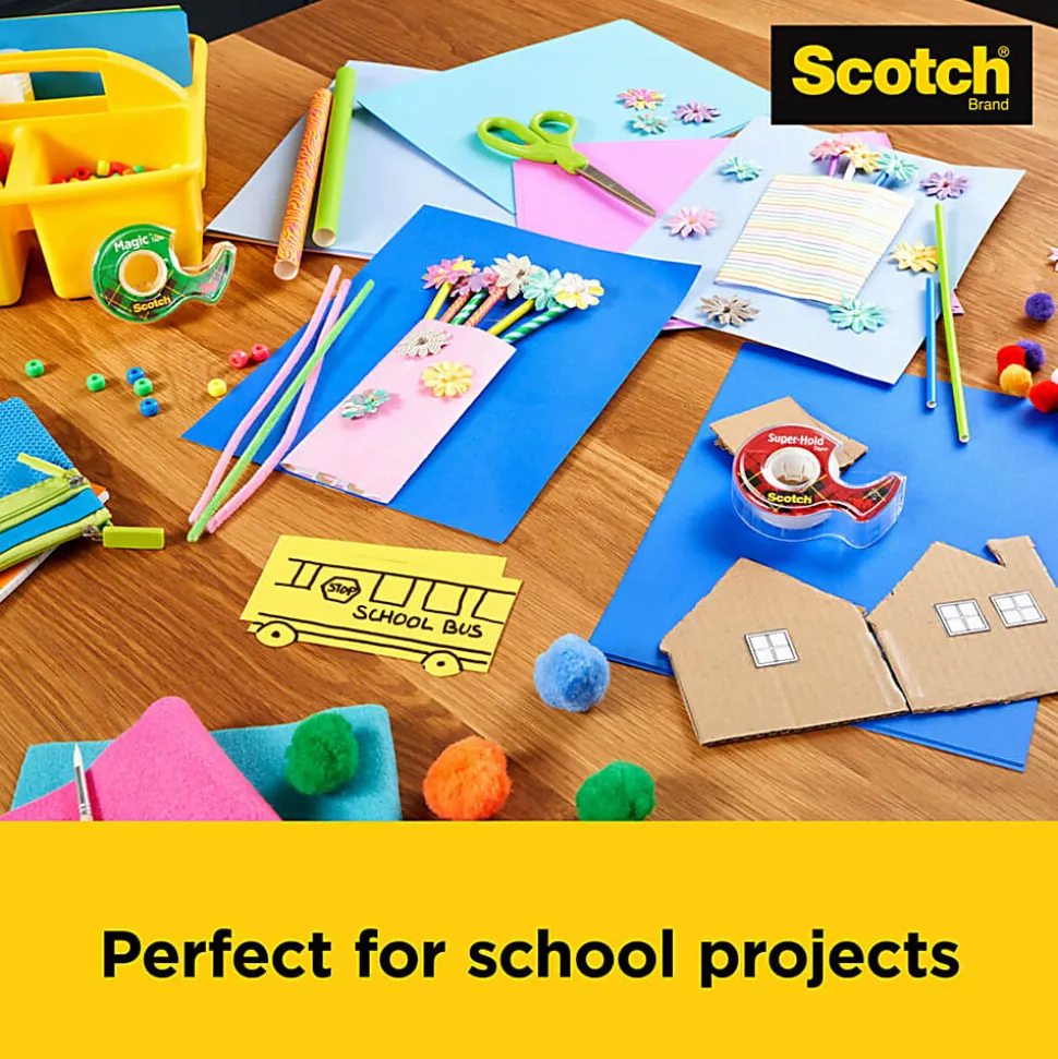Post-it® and Scotch® Brand Essentials Pack, Super Sticky Notes, Super Hold Tape, Magic Tape, Flags, and Scissors, School Supplies and Office Products