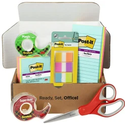 Post-it® and Scotch® Brand Essentials Pack, Super Sticky Notes, Super Hold Tape, Magic Tape, Flags, and Scissors, School Supplies and Office Products