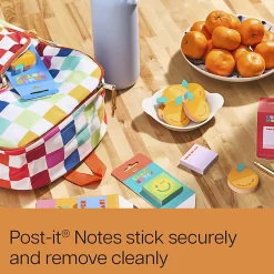 Post-it® Cute Sticky Notes, 1.9 x 1.9 in, 1 Pad, 100 Sheets/Pad, Green & Yellow Notes with Smiley Face and Nice Header, Back to School Supplies