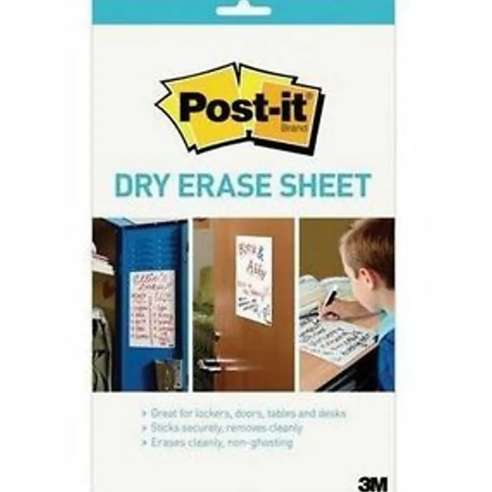 Post-it® Dry Erase Sheets, 7 in x 11.3 in, 1 Pack, 3 Sheets/Pack, White, DEFSHEETS-3PK
